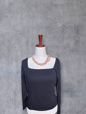 ✨Treasure & Bond Black Square Neck Long Sleeve Top Size L